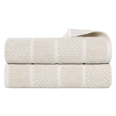 Naples Cotton Blend Textured Checkered & Ribbed Bath Sheets, Set of 2