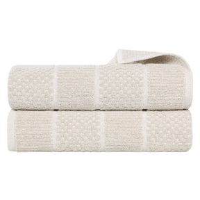 Naples Cotton Blend Textured Checkered & Ribbed Bath Sheets, Set of 2