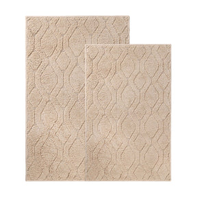 Brou Diamond Lattice Textured Machine Washable Bath Rugs, Set of 2