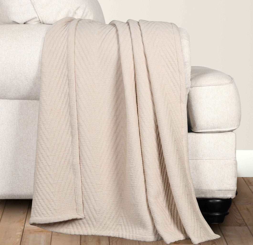 Aswan Cotton Medium Weight Textured Modern Chevron Woven Coverlet