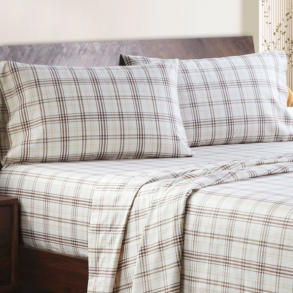 Plaid Flannel Cotton Classic Modern Farmhouse Deep Pocket Sheet Set