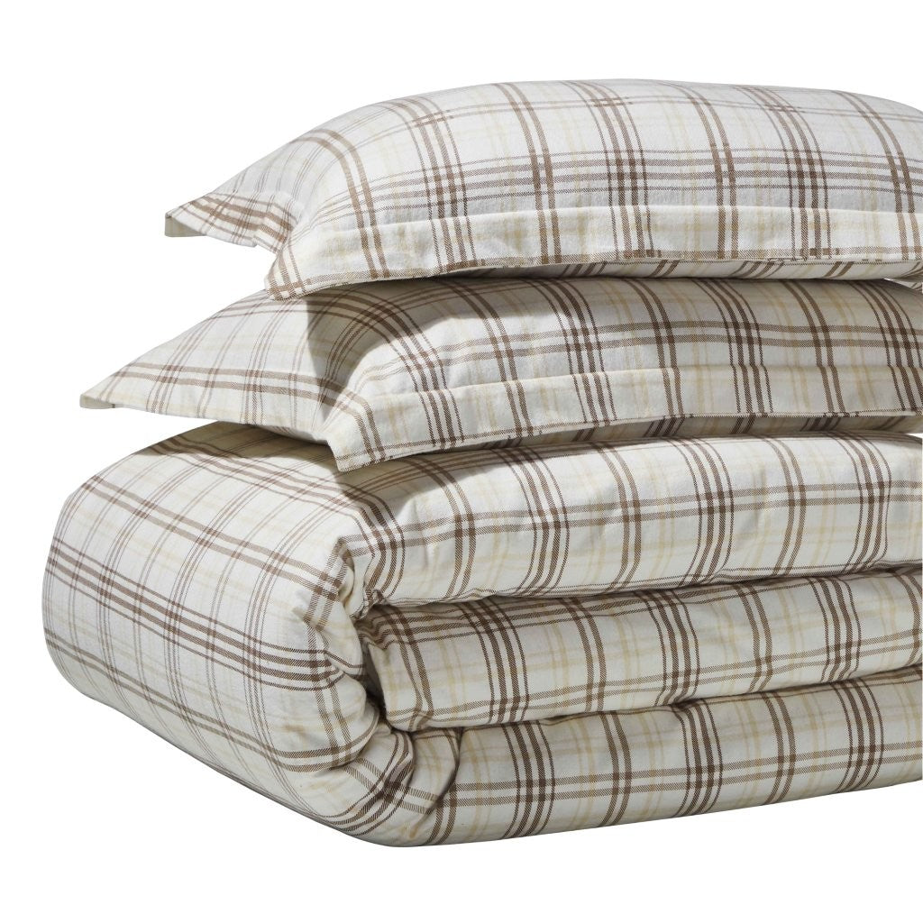 Plaid Flannel Cotton Classic Modern Farmhouse Duvet Cover Set