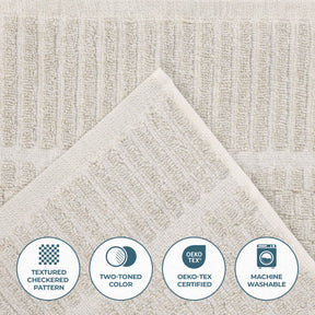 Juno Cotton Blend Textured Checkered Ribbed Border 9 Piece Towel Set