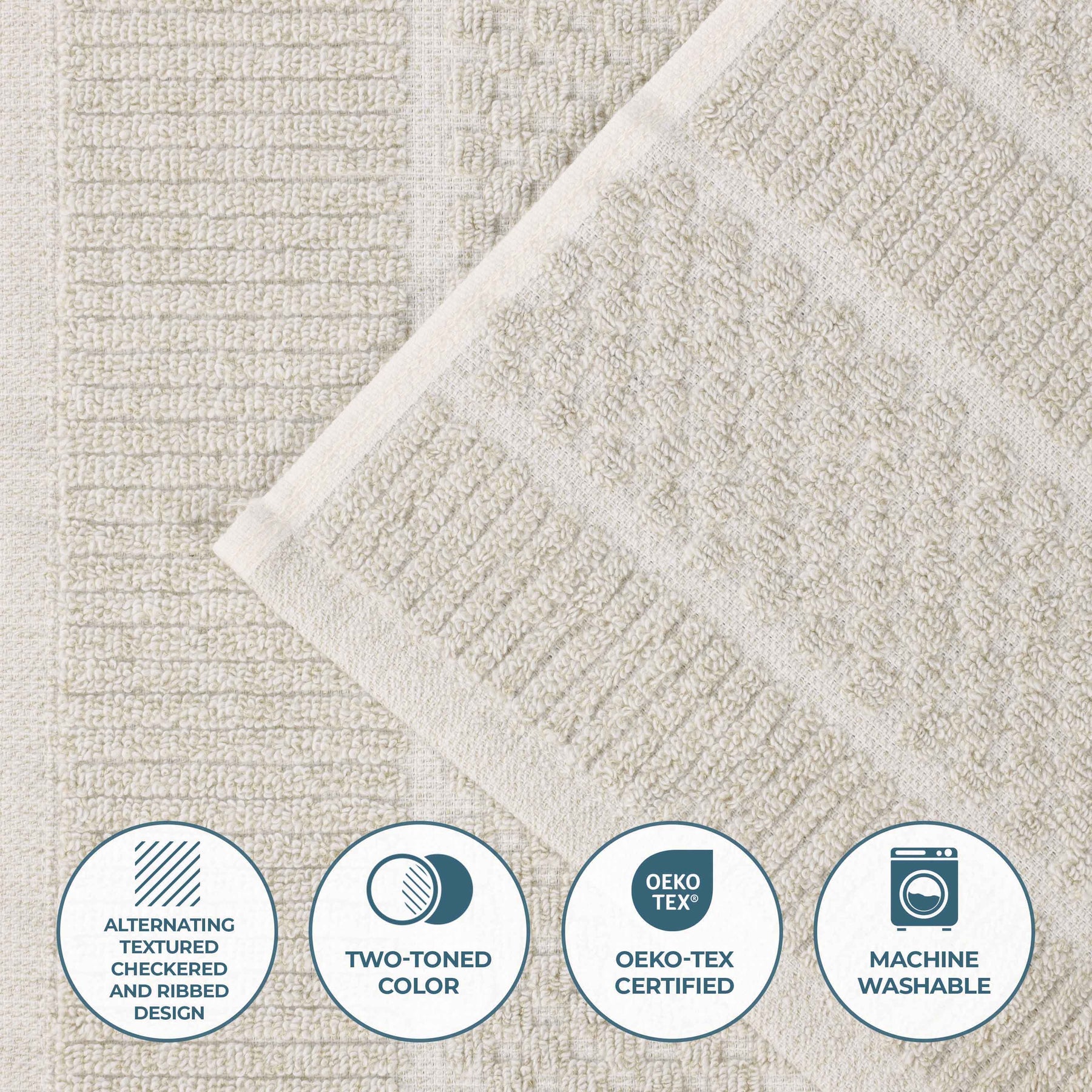 Naples Cotton Blend Textured Checkered and Ribbed 6 Piece Towel Set