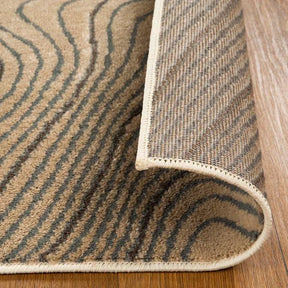 Veer Modern Abstract Wood Grain Indoor Area Rug or Runner Rug - Beige