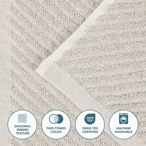 Amelia Cotton Blend Textured Diagonal Ribbed Hand Towels, Set of 6