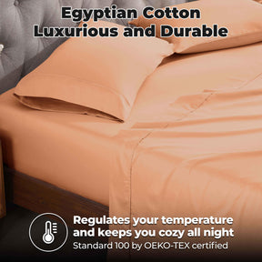 Egyptian Cotton 300 Thread Count Solid Deep Pocket Bed Sheet Set - Beige