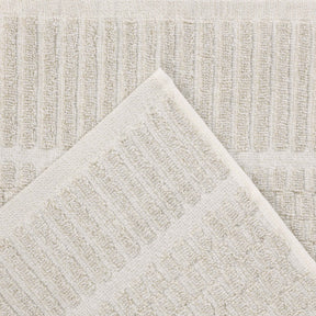 Juno Cotton Blend Textured Checkered Ribbed Border 12 Piece Towel Set