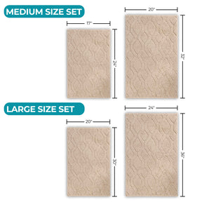 Brou Diamond Lattice Textured Machine Washable Bath Rugs, Set of 2