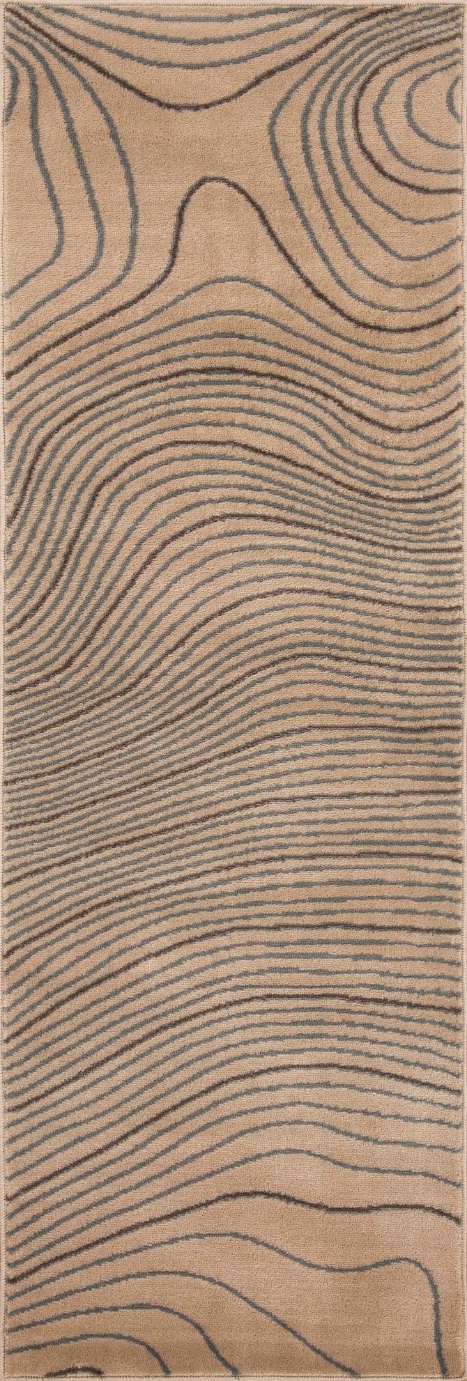 Veer Modern Abstract Wood Grain Indoor Area Rug or Runner Rug - Beige