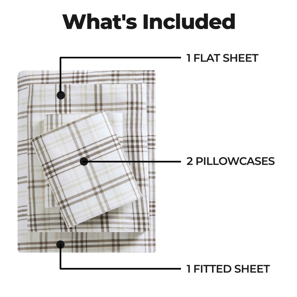 Plaid Flannel Cotton Classic Modern Farmhouse Deep Pocket Sheet Set