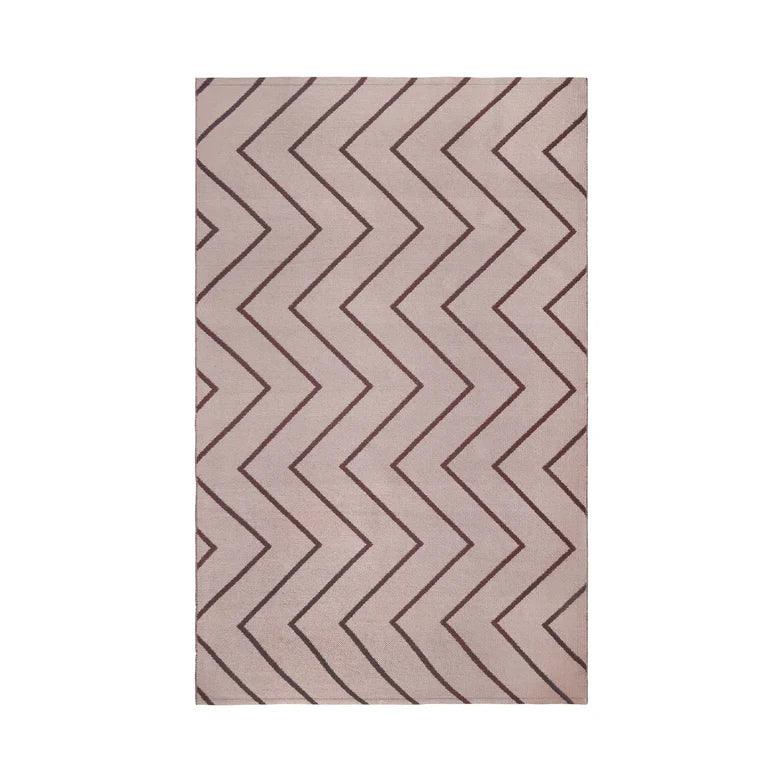 Contemporary Chevron Zig-Zag Indoor Outdoor Area Rug - Beige