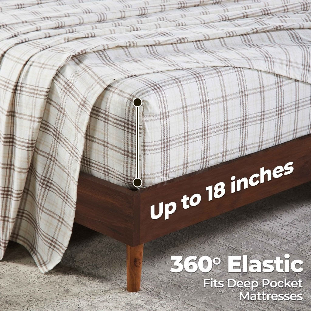 Plaid Flannel Cotton Classic Modern Farmhouse Deep Pocket Sheet Set