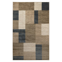 Clifton Geometric Color Block Plush Indoor Area Rug or Runner Rug - Beige-Blue