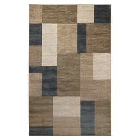 Clifton Geometric Color Block Plush Indoor Area Rug or Runner Rug - Beige-Blue