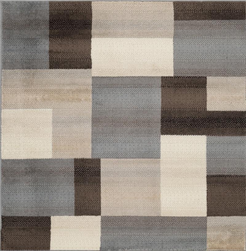 Clifton Geometric Color Block Plush Indoor Area Rug or Runner Rug - Beige-Blue