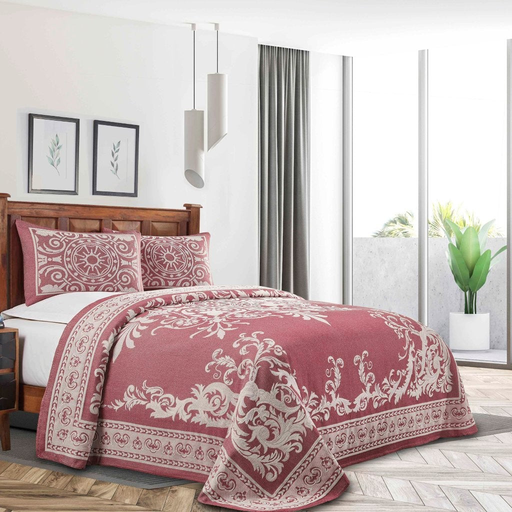 Adalie Cotton Blend Woven Jacquard Medallion Bedspread Set