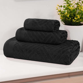 Basketweave Egyptian Cotton Jacquard 3 Piece Assorted Towel Set - Towel Set by Superior - Superior 