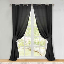 Classic Modern Solid Room Darkening Blackout Curtain Panels, Set of 2 - Black