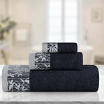 Wisteria Cotton Medium Weight Floral Jacquard Border 3 Piece Towel Set - Towel Set by Superior