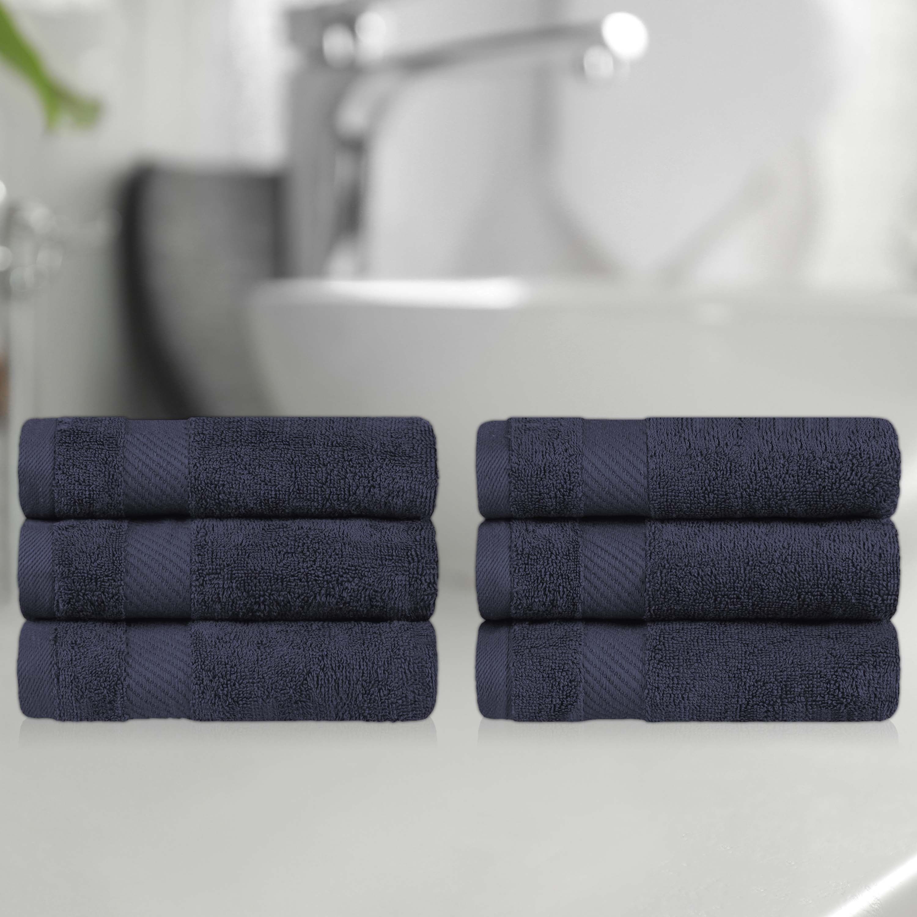 Egyptian Cotton Dobby Border Medium Weight 6 Piece Hand Towel Set - Hand Towel Set by Superior