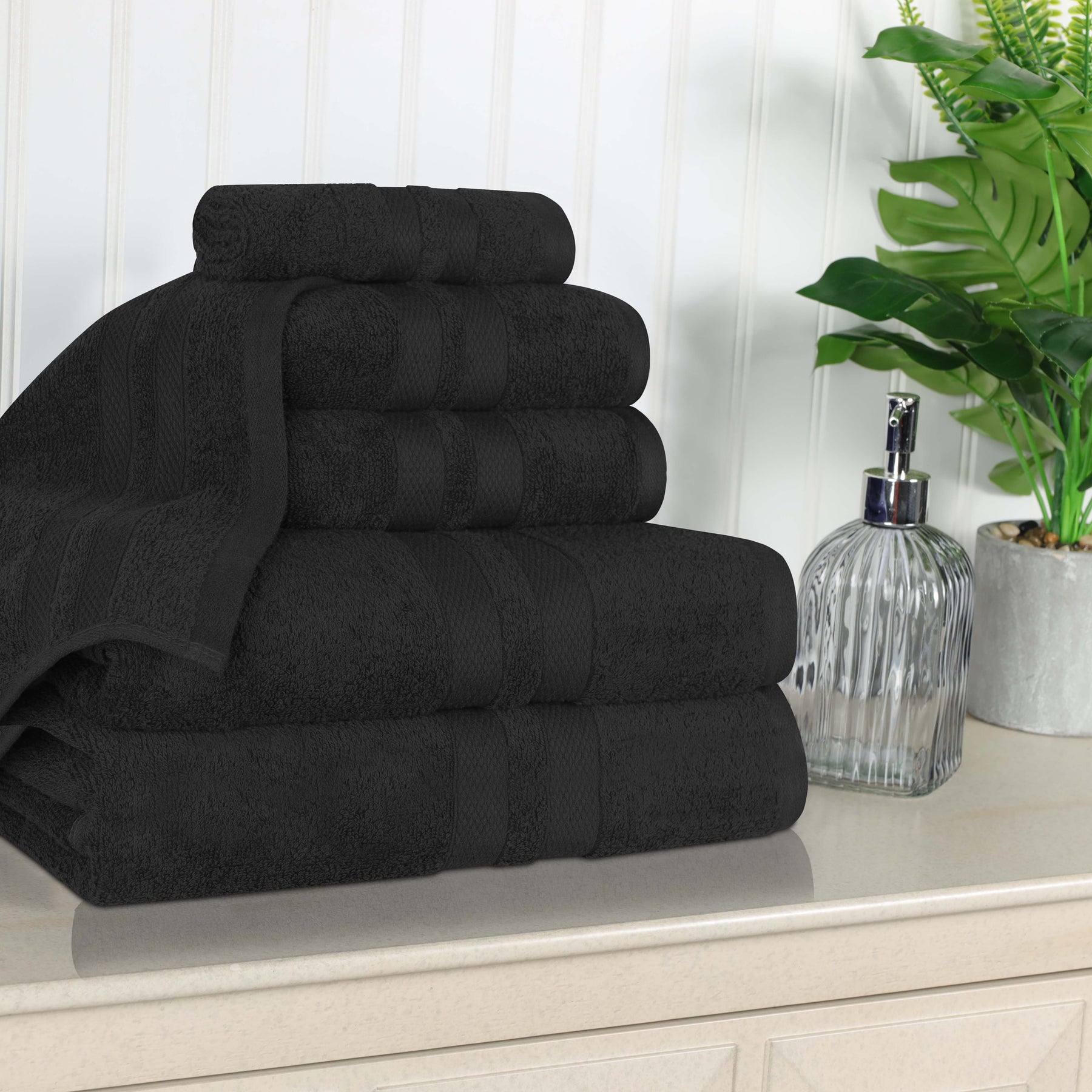 Ultra Soft Cotton Absorbent Solid Assorted 6 Piece Towel Set