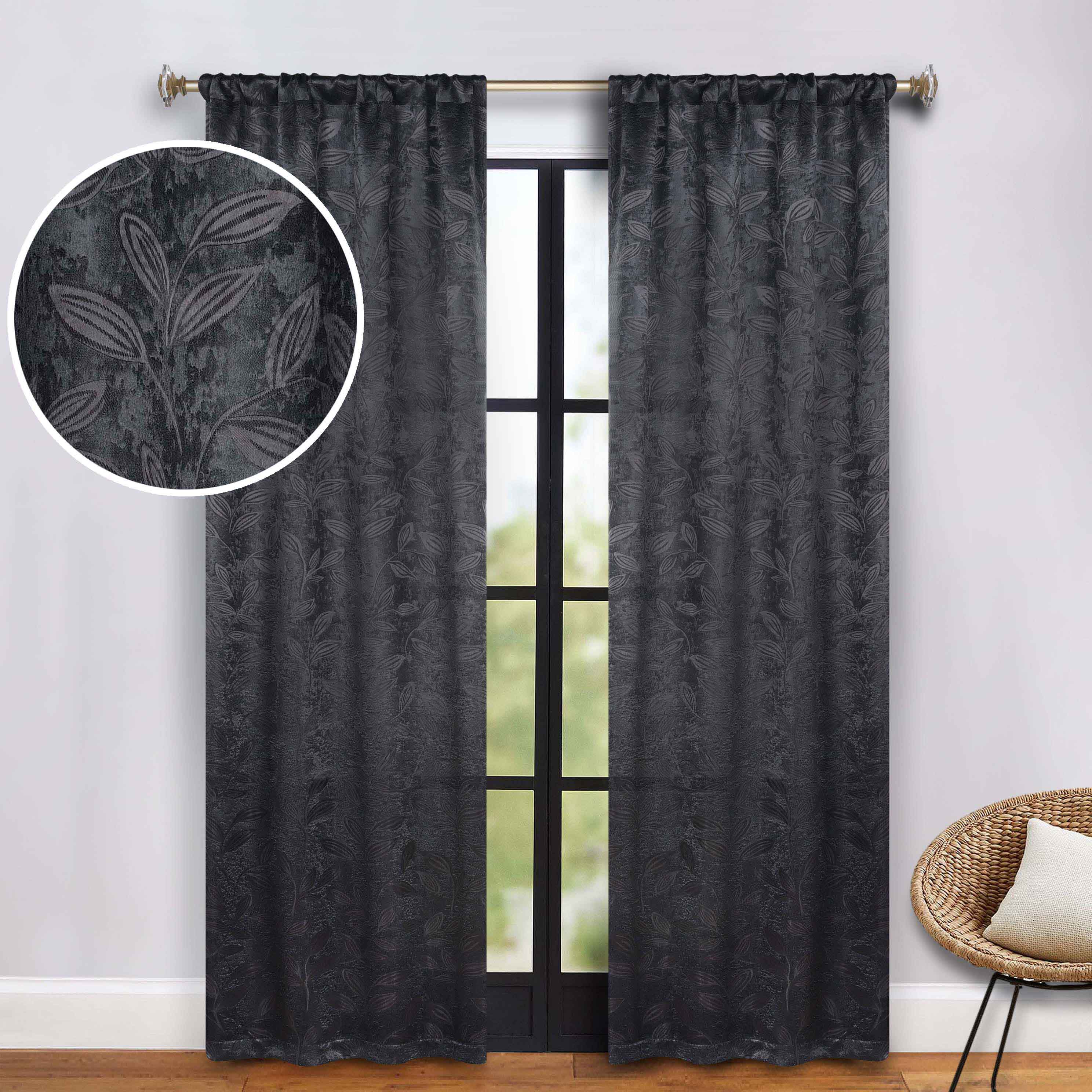 Leaves Room Darkening Washable Blackout Curtain Panels, Set of 2 - Blackout Curtains by Superior