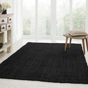 Kula Braided Jute Reversible Indoor Area Rugs Or Runner Rug - Black