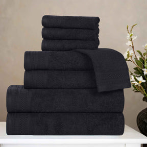 Honeycomb Textured Waffle Border Cotton 8 Piece Towel Set