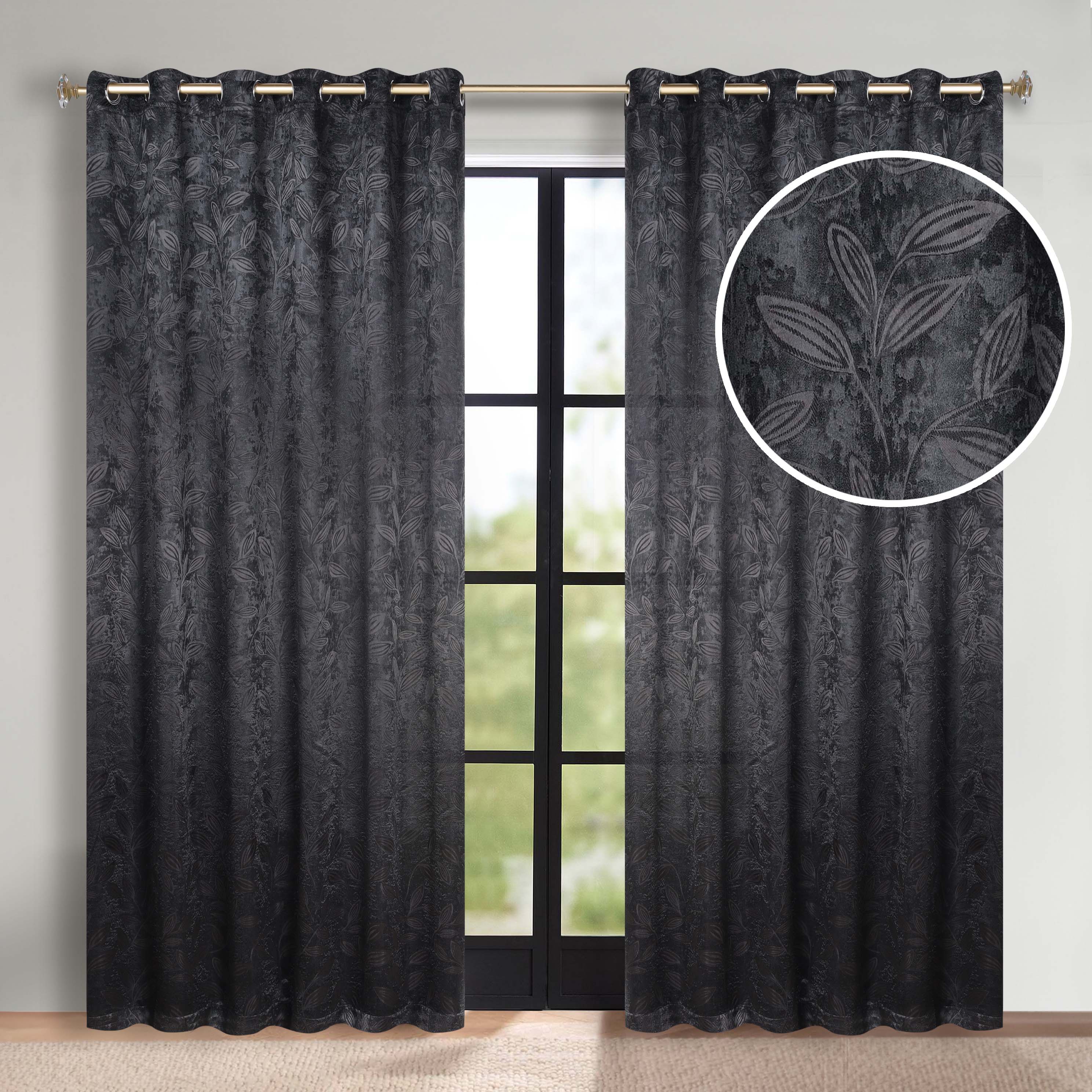 Leaves Room Darkening Grommet Blackout Curtain Panels, Set of 2 - Blackout Curtains by Superior