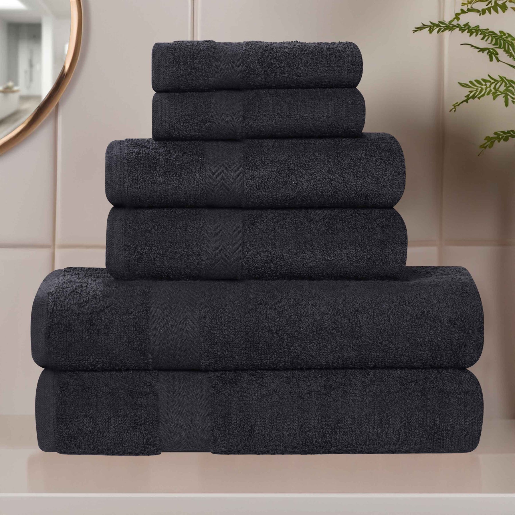 6 Piece Cotton Eco-Friendly Soft Absorbent Towel Set