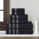 Brea Zero Twist Cotton Ribbed Geometric Border 6 Piece Towel Set - Towel Set by Superior