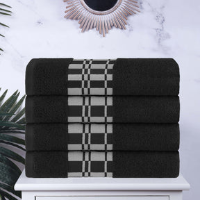 Larissa Cotton Geometric Border Bath Towel Set of 4