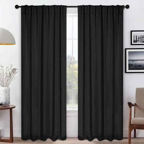 Solid Room Darkening Blackout Curtain Panels, Back Tabs, Set of 2