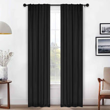 Solid Room Darkening Blackout Curtain Panels, Back Tabs, Set of 2 - Black