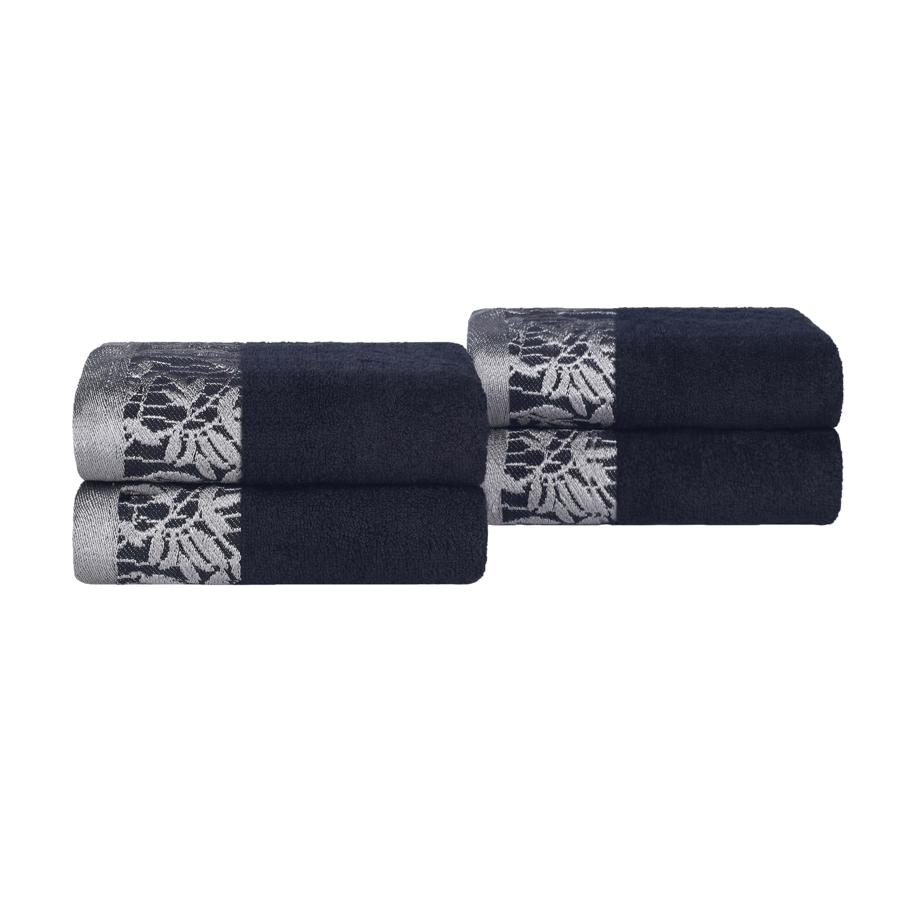 Wisteria Cotton Medium Weight Floral Jacquard Hand Towels, Set of 4 - Hand Towel Set by Superior