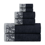 Wisteria Cotton Medium Weight Floral Jacquard Border 6 Piece Towel Set - Towel Set by Superior