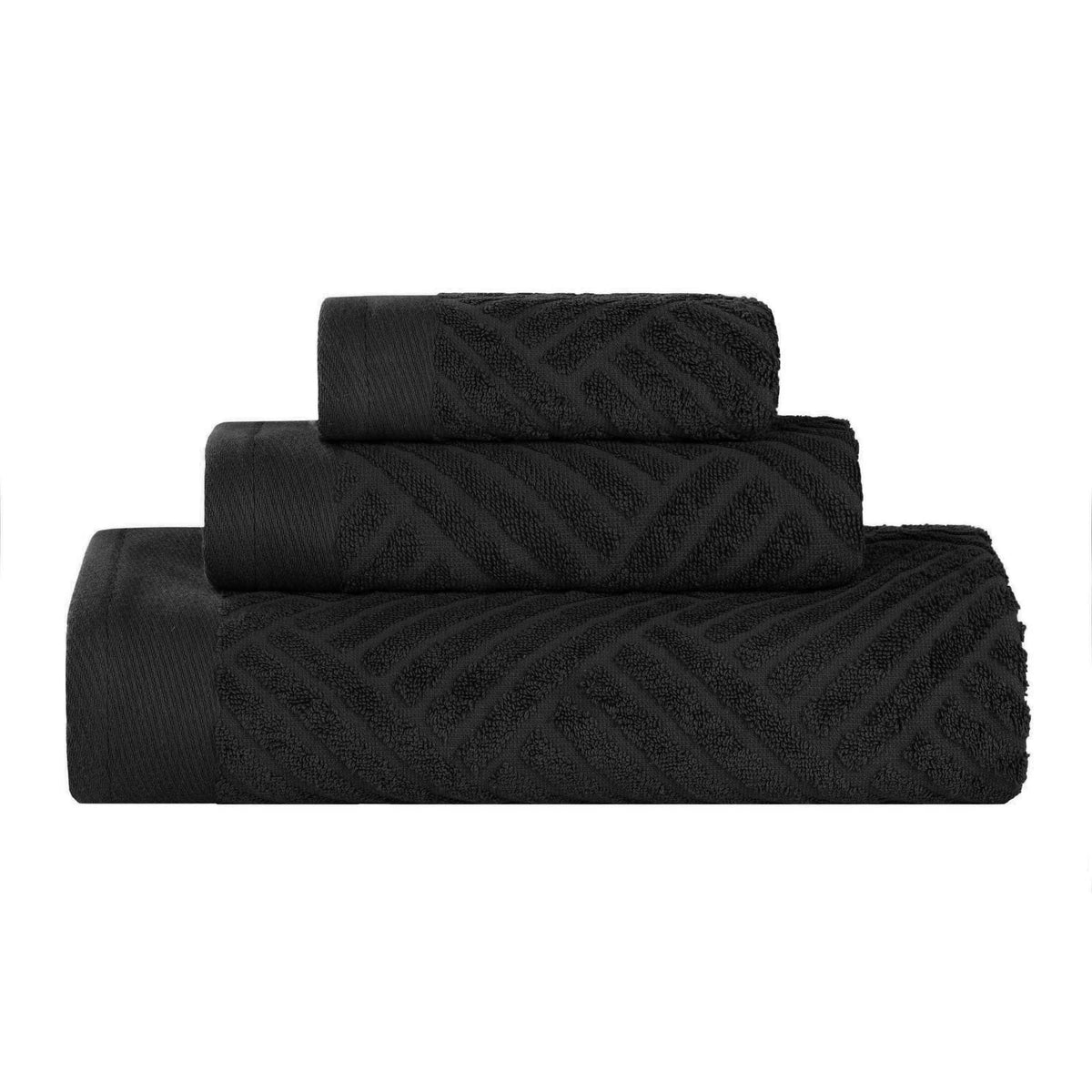 Basketweave Egyptian Cotton Jacquard 3 Piece Assorted Towel Set - Towel Set by Superior - Superior 