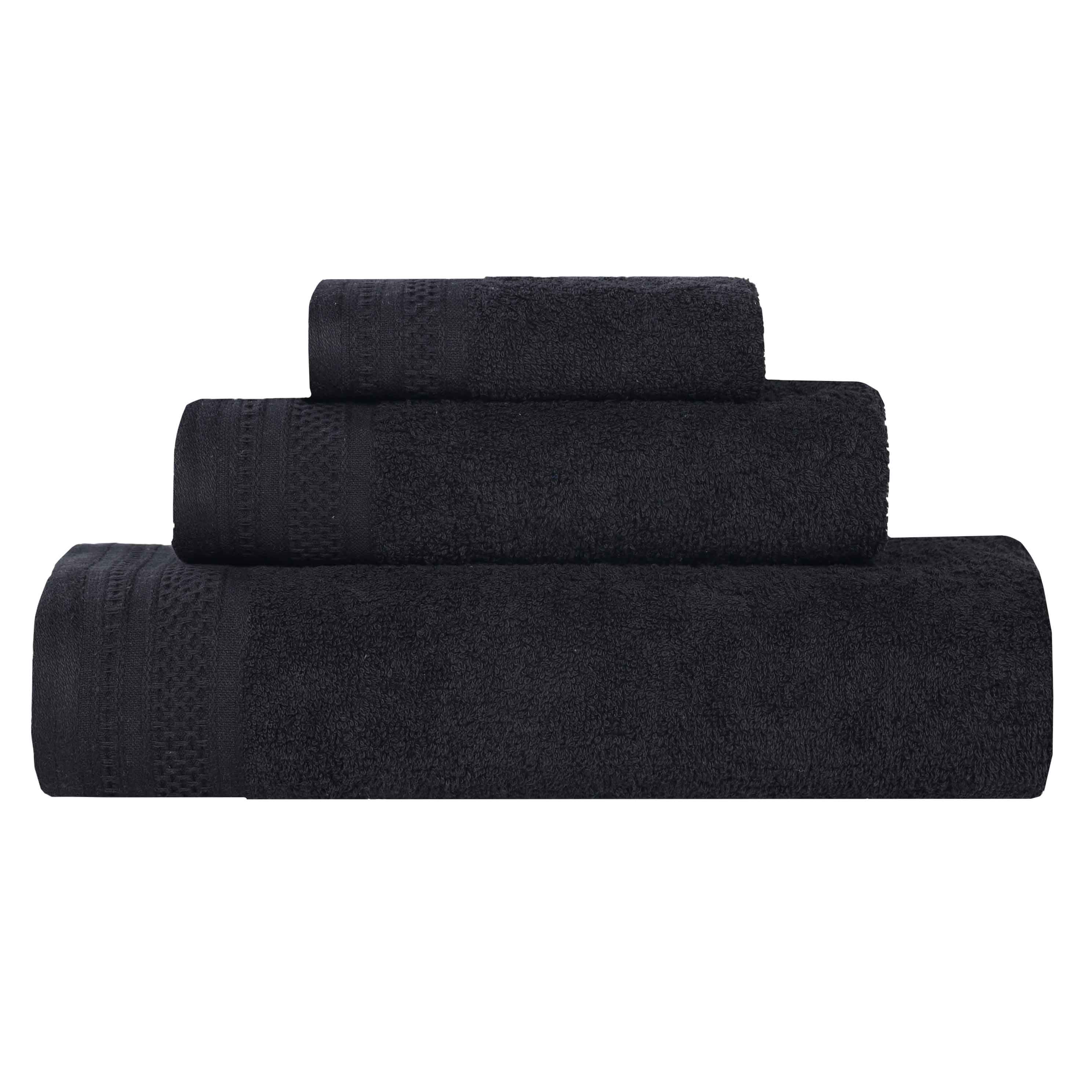 Honeycomb Textured Waffle Border Cotton 3 Piece Towel Set - Towel Set by Superior