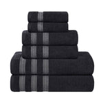 Brea Zero Twist Cotton Ribbed Geometric Border 6 Piece Towel Set - Towel Set by Superior