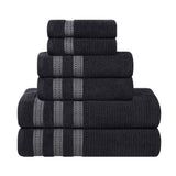 Brea Zero Twist Cotton Ribbed Geometric Border 6 Piece Towel Set - Towel Set by Superior