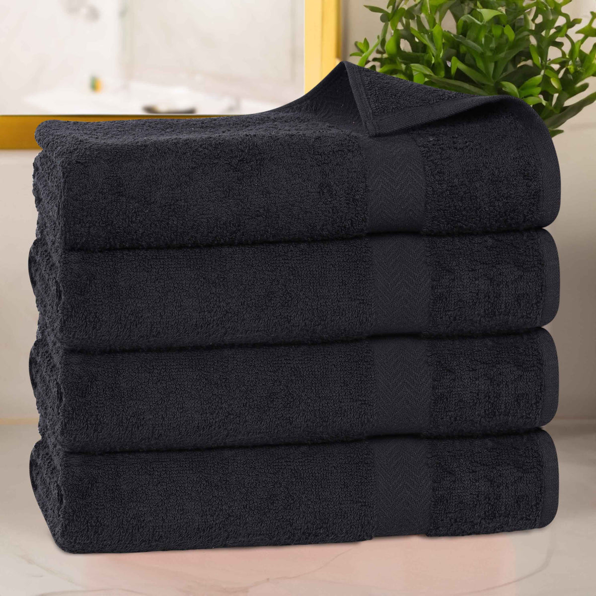 Cotton Highly Absorbent Eco-Friendly Quick Dry 4 Piece Bath Towel Set