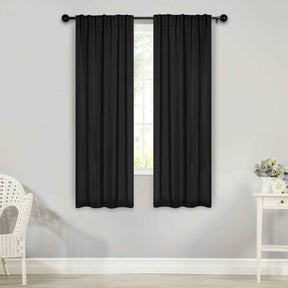 Solid Room Darkening Blackout Curtain Panels, Back Tabs, Set of 2 - Black