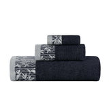 Wisteria Cotton Medium Weight Floral Jacquard Border 3 Piece Towel Set - Towel Set by Superior