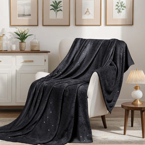 Fleece Plush Medium Weight Fluffy Soft Decorative Blanket Or Throw - Black