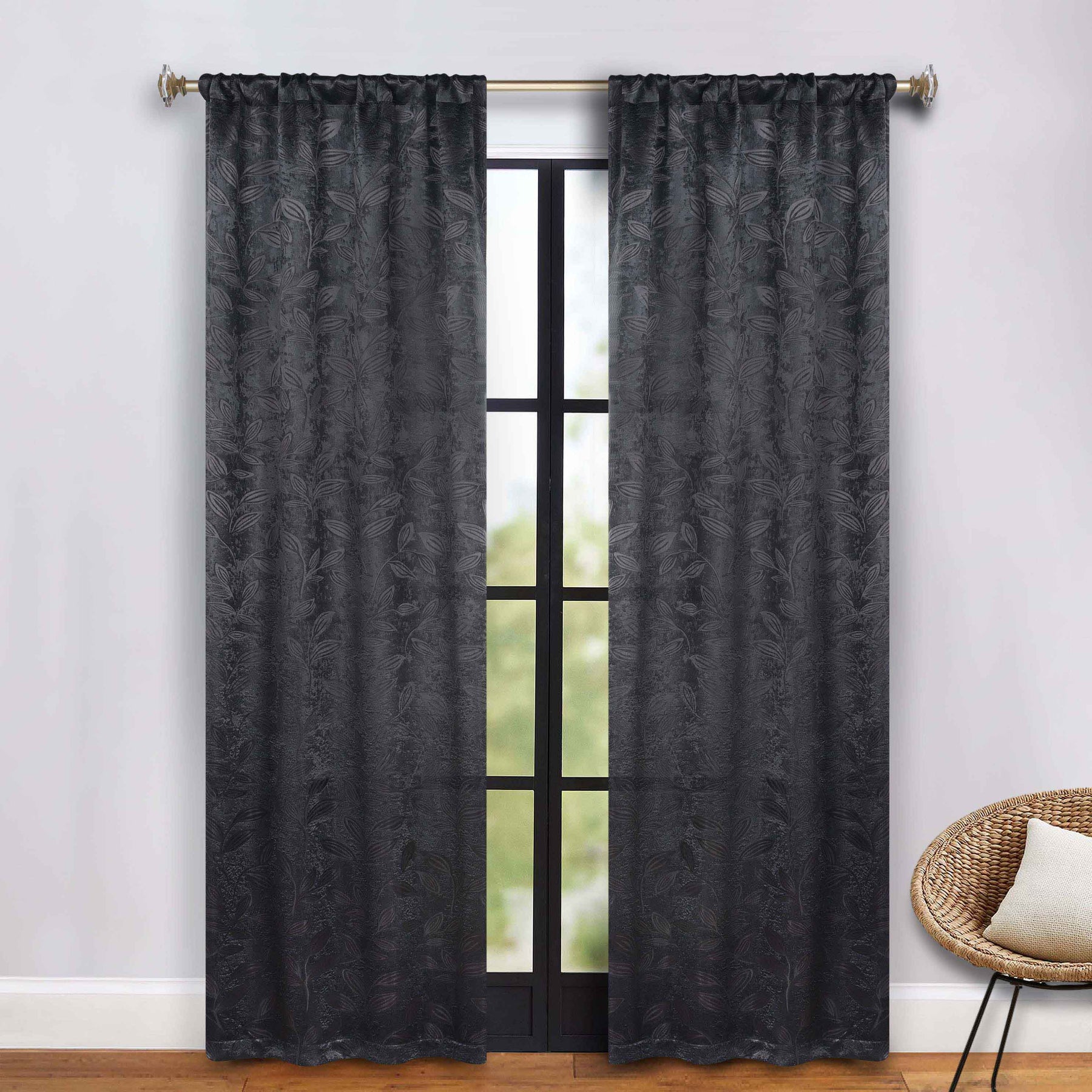 Leaves Washable Room Darkening Blackout Curtain Panels, Set of 2