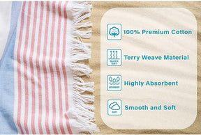 Meera Stripe Fouta 2 Piece Beach Towel Set with Tassels - Beach Towel by Superior - Superior 