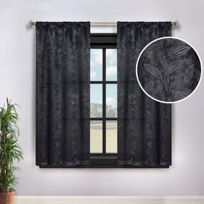 Leaves Washable Room Darkening Blackout Curtain Panels, Set of 2