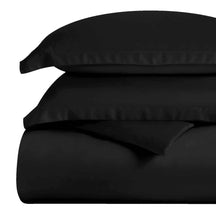 Egyptian Cotton 300 Thread Count Solid Luxury Duvet Cover Set - Black