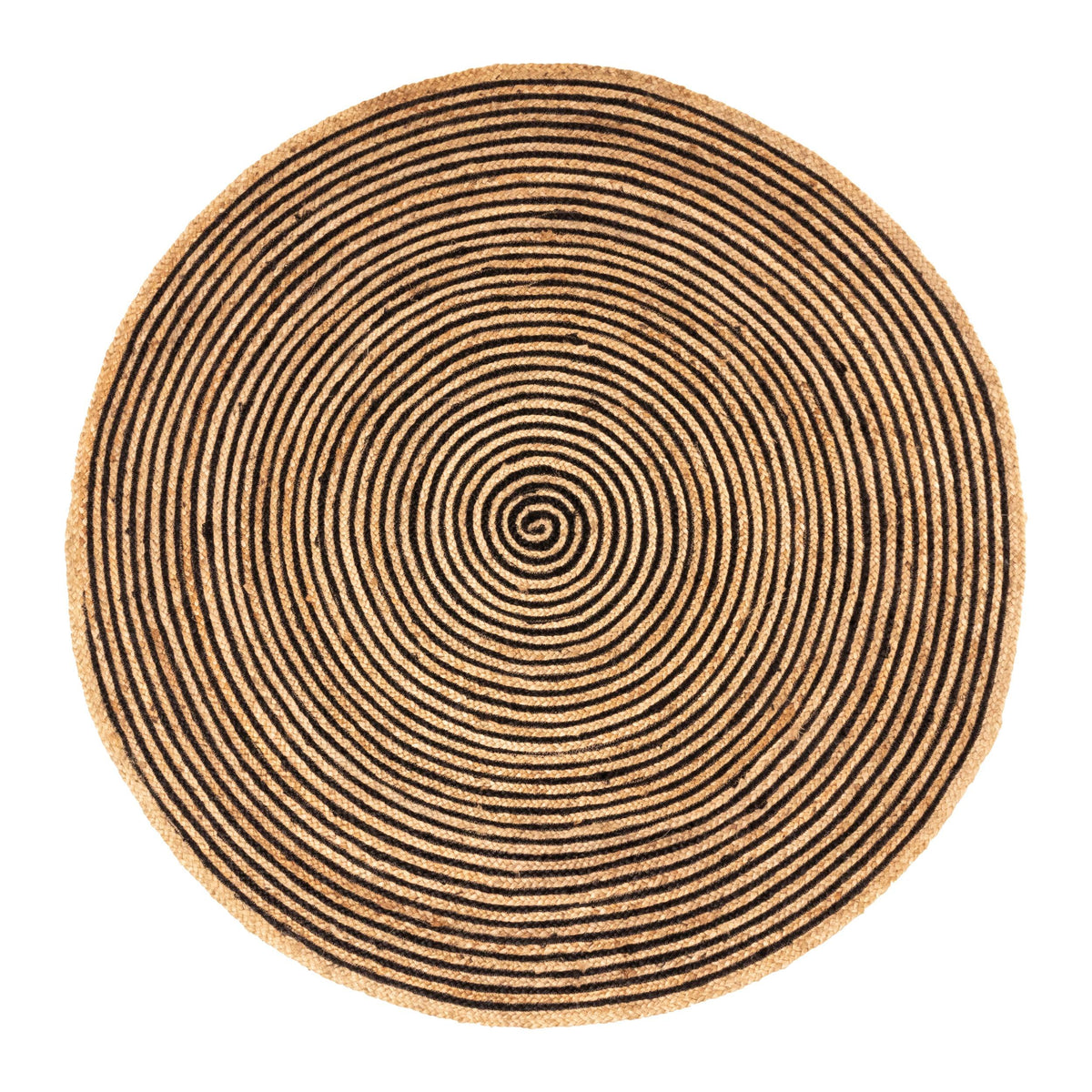 Braided Jute Reversible Round Indoor Outdoor Area Rug - Black